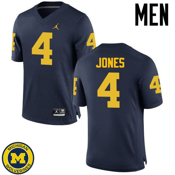 Men's Michigan Wolverines #4 Reuben Jones Navy Player Football Jersey